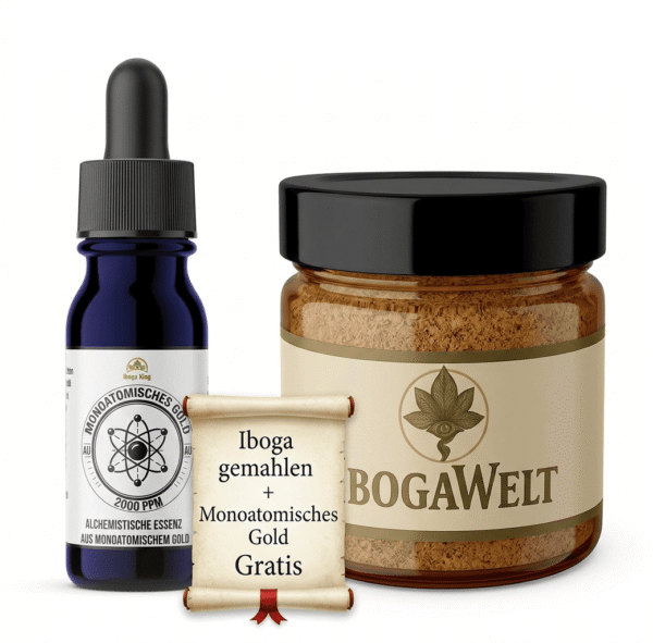 iboga gold (1) Iboga Wurzelrinde (gemahlen) + 1 Flasche Mono Gold GRATIS
